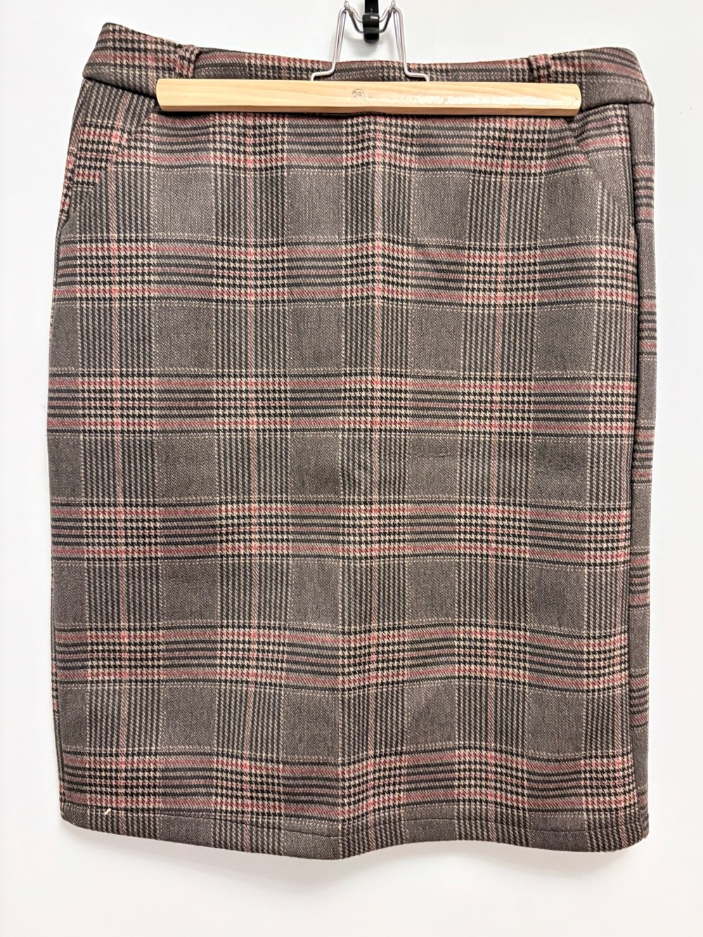 Plaid Pencil Skirt in Brown and Pink